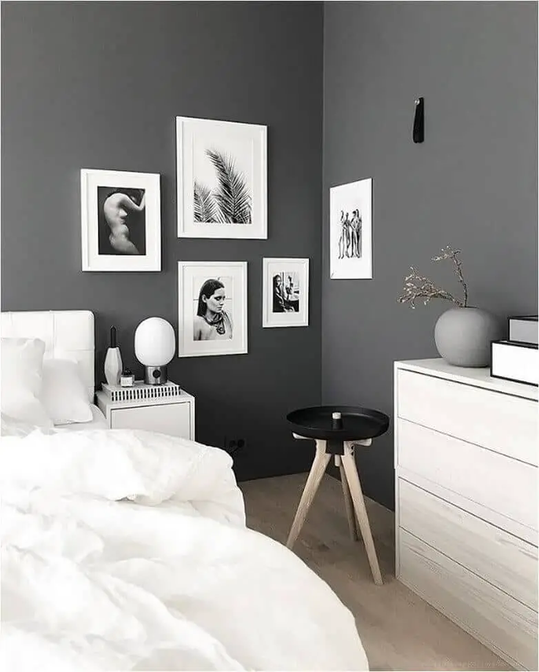 Playing with light and dark grey on your walls, furniture, and décor, you may be able to create a nice pulled-together ambiance to your room. For more bedroom ideas go to betterthathome.com