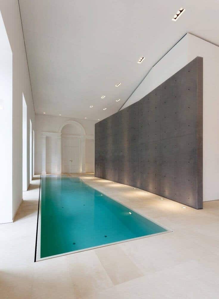 With a big indoor swimming pool you can enjoy it all year round, even when it’s cold and rainy outside, or you want to go for a midnight swim under a blanket of stars. For more pools designs go to betterthathome.com