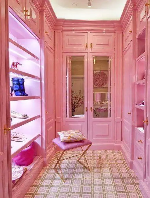 Photo of a pink luxurious closet