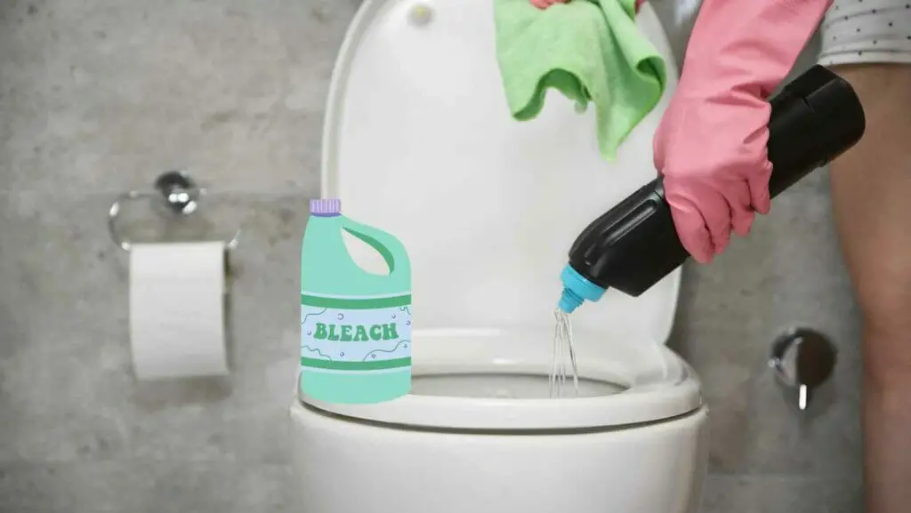 Photo of a woman pouring bleach into the toilet. Does Bleach Dissolve Toilet Paper?