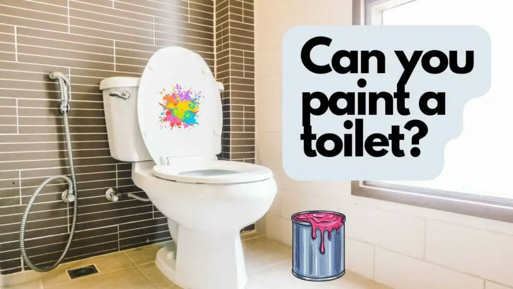 Photo of a white toilet with a smudge of colorful paint. Can you paint a toilet?