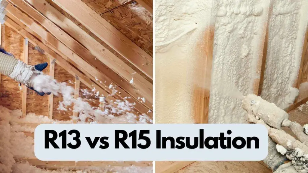 Photo of insulation being put in the wall and attic. R13 vs R15 Insulation