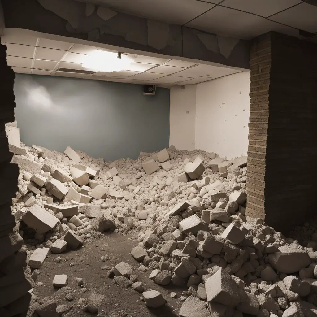 destroyed basement wall